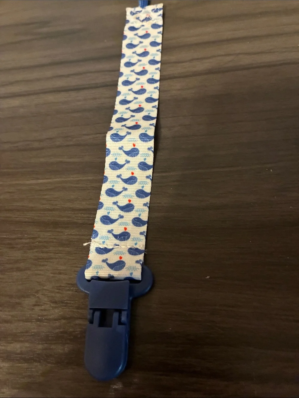 Blue Whale Pattern Pacifier Clip Nautical Fabric Binky Holder